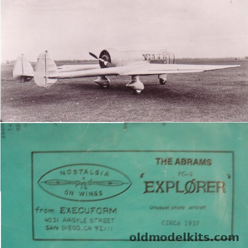 Execuform 1/72 Abrams PC-4 (P-1) Explorer Photo Aircraft plastic model kit
